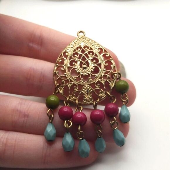 Moroccan dreamcatcher dangle colorful necklace pendant - Picture 1 of 2